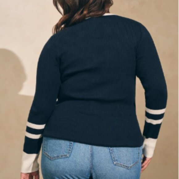 Faherty Mikki Henley Top | Navy & Cream | EUC | XL - Picture 4 of 11